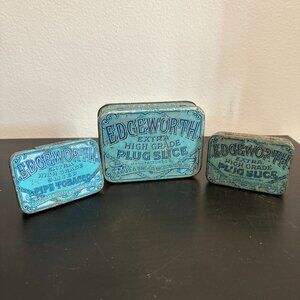 Lot 3 Vtg Edgeworth Tobacco Tins Extra High Grade Plug Slice Pipe Tobacco EMPTY